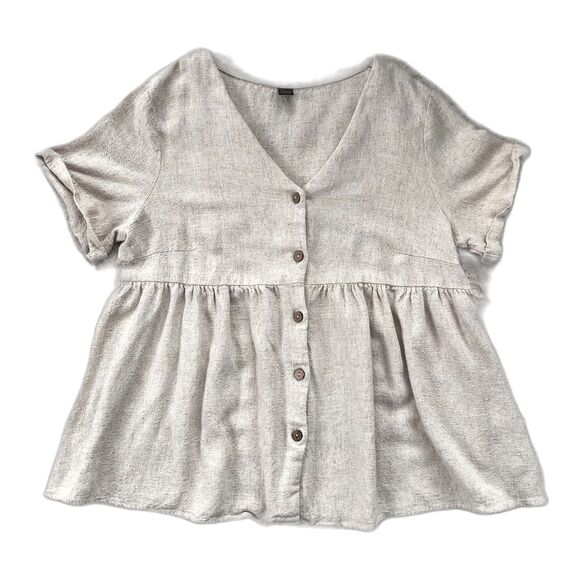 Shein Maternity Button Front Peplum Blouse Size XL Linen Blend - Picture 6 of 12